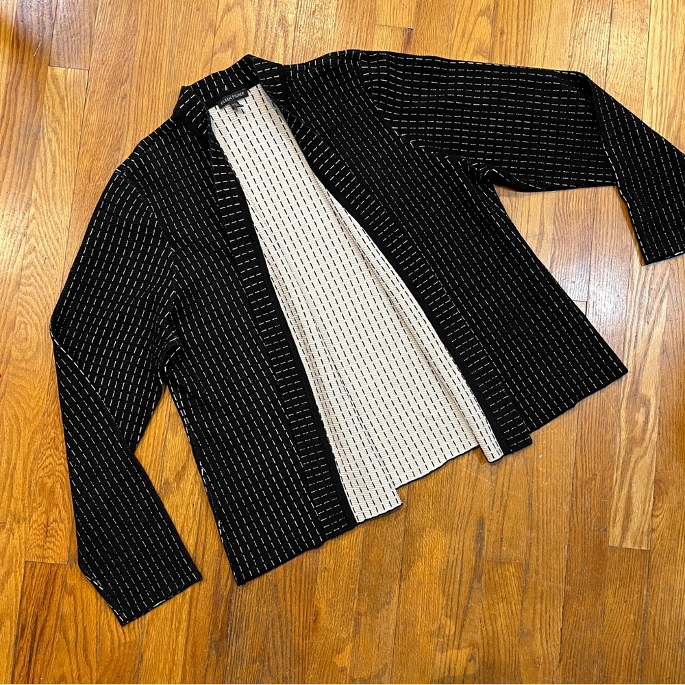 EILEEN FISHER SILK AND ORGANIC COTTON SIMPLE SHAPED CARDIGAN BLACK XL - Picture 8 of 14